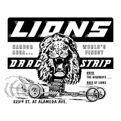 LIONS DRAG STRIP HARBOR AREA...WORLD'S FINEST DRIVE THE HIGHWAYS RACE AT LIONS 223RD ST. AT ALAMEDA AVE.