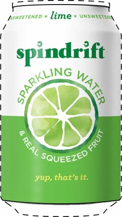 SPINDRIFT * LIME * UNSWEETENED SPARKLING WATER & REAL SQUEEZED FRUIT YUP, THAT'S IT.