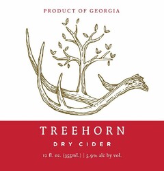 PRODUCT OF GEORGIA TREEHORN DRY CIDER 12 FL. OZ (355ML) | 5.9% ALC BY VOL.