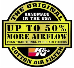 UP TO 50% MORE AIRFLOW THAN TRADITIONAL PAPER AIR FILTERS THE ORIGINAL COTTON AIR FILTER HANDMADE IN THE USA K&N