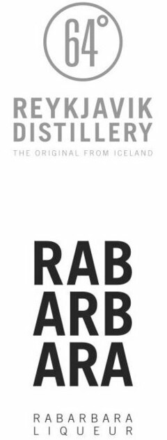 64 REYKJAVIK DISTILLERY THE ORIGINAL FROM ICELAND RAB ARB ARA RABARBARA LIQUEUR