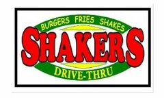 SHAKERS, DRIVE-THRU, BURGERS, FRIES, SHAKES