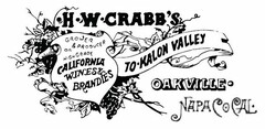 H.W. CRABB'S GROWER & PRODUCER HIGH GRADE CALIFORNIA WINES & BRANDIES TO-KALON VALLEY OAKVILLE · NAPA CO. CAL.