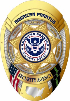 AMERICAN PARATUS SECURITY AGENCY READY LOYAL RESPECT EXCELLENCE INTEGRITY SERVICE PRIDE