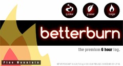 BETTERBURN, QUICKER, GREENER, LONGER, FIRES MADE SIMPLE, PREMIUM SIX HOUR LOG