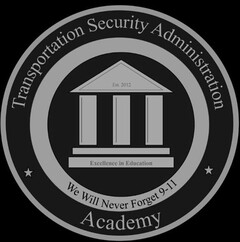 TRANSPORTATION SECURITY ADMINISTRATION ACADEMY EST. 2012 EXCELLENCE IN EDUCATION WE WILL NEVER FORGET 9-11