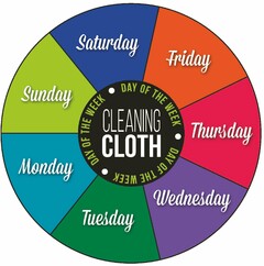 MONDAY TUESDAY WEDNESDAY THURSDAY FRIDAY SATURDAY SUNDAY DAY OF THE WEEK  DAY OF THE WEEK DAY OF THE WEEK CLEANING CLOTH