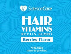 SCIENCECARE HAIR VITAMINS PECTIN GUMMY BERRIES FLAVOR N.W.150G (ABOUT 60 GUMMIES)