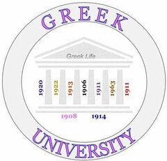 GREEK UNIVERSITY GREEK LIFE 1920 1922 1913 1906 1911 1963 1911 1908 1914