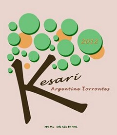 KESARI 2012 ARGENTINE TORRONTES 730 ML 11% ALC BY VOL