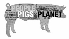 PEOPLE, PIGS & PLANET CARE PARTNER COLLABORATE RESEARCH COMMITMENT OUTREACH QUALITY PROMOTION CONTINUOUS IMPROVEMENT TRUST TRAINING NUTRITION SOCIAL RESPONSIBILITY PRODUCTIVITY PROTEIN ETHICS EDUCATE SUSTAINABILITY SAFETY