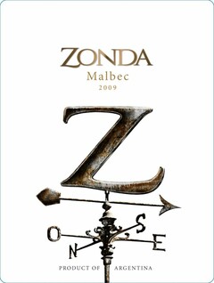 ZONDA MALBEC 2009 PRODUCT OF ARGENTINA Z N O S E