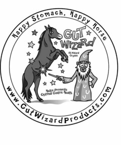 HAPPY STOMACH, HAPPY HORSE GUT WIZARD ALL NATURAL ORGANIC HELPS PROMOTE OPTIMAL GASTRIC HEALTH WWW.GUTWIZARDPRODUCTS.COM