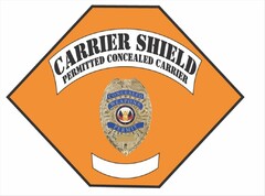 CARRIER SHIELD PERMITTED CONCEALED CARRIER CONCEALED WEAPONS PERMIT LIBERTY & JUSTICE FOR ALL
