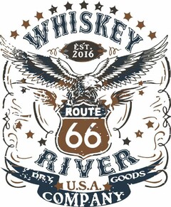 WHISKEY RIVER DRY GOODS COMPANY EST. 2016 U.S.A. ROUTE 66