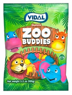 VIDAL GUMMI ZOO BUDDIES GLUTEN FREE NETWEIGHT 3.5OZ(100G)