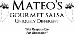 MATEO'S GOURMET SALSA UNIQUELY DIFFERENT "NOT RESPONSIBLE FOR OBSESSION"