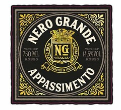 NERO GRANDE APPASSIMENTO VINO IGP 750 ML ROSSO VINO IGP 14,5% VOL ROSSO NG NERO GRANDE ITALIA MARCA PROPRIA PRODOTTO IN ITALIA