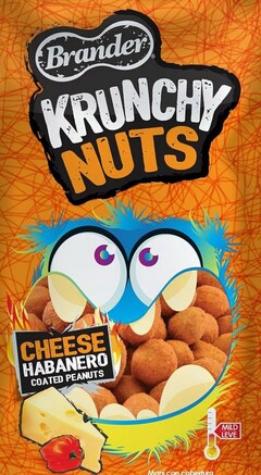 BRANDER KRUNCHY NUTS CHEESE HABANERO COATED PEANUTS MILD LEVE