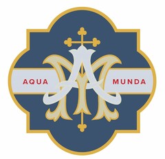 AQUA MUNDA; A AND M LETTERS BOTH WRITTEN IN CURSIVE