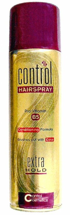 X control HAIRSPRAY Pro-Vitamin B5 Conditioning Formula Brushes out with Ease extra HOLD Control Cosmetics