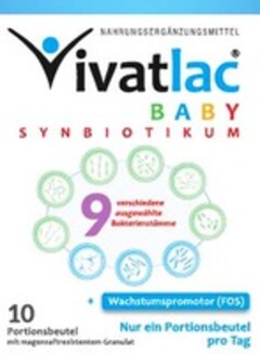 Vivatlac BABY SYNBIOTIKUM 9 verschiedene ausgewählte Bakterienstämme Wachstumspromotor (FOS)