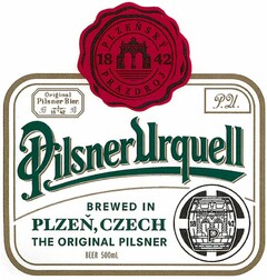 Pilsner Urquell BREWED IN PLZEN, CZECH THE ORIGINAL PILSNER PLZENSKY PRAZDROJ 1842