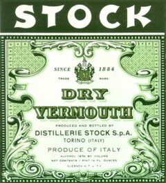 STOCK SINCE 1884 DRY VERMOUTH