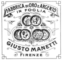 FABBRICA DI ORO E ARGENTO IN FOGLIA ESPOSIZIONE ITALIANA 1861 MILANO 1881 1884 TORINO GIUSTO MANETTI FIRENZE