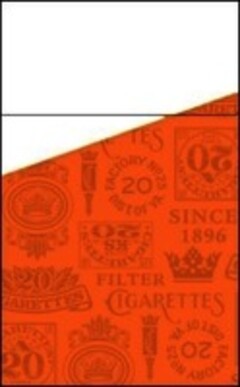 ES 20 FACTORY N° 25 DIST. OF VA. 20 SINCE 1896 20 CIGARETTES 20 GARETTES FILTER CIGARETTES A 20 20 FACTORY N° 25 DIST. OF VA.