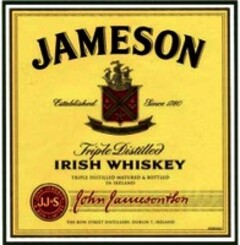 JAMESON Established Since 1780 Triple Distilled IRISH WHISKEY TRIPLE DISTILLED MATURED & BOTTLED IN IRELAND John Jameson & Son