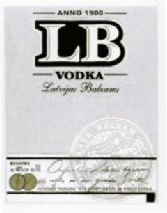 LB VODKA Latvijas Balzams