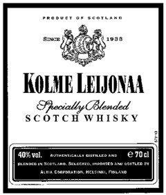 KOLME LEIJONAA Specially Blended SCOTCH WHISKY