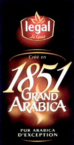 legal Le Goût Créé en 1851 GRAND ARABICA PUR ARABICA D'EXCEPTION