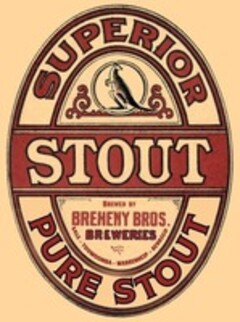 STOUT SUPERIOR PURE STOUT BREWED BY BREHENY BROS. BREWERIES SALE - TOOWOOMBA - WARRENHEIP - BENDIGO