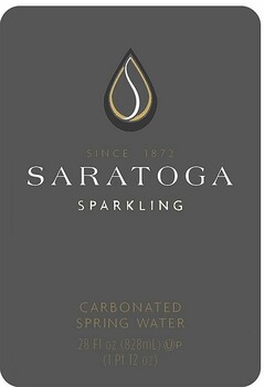 SINCE 1872 SARATOGA SPARKLING CARBONATED SPRING WATER 28 FL OZ (828mL) (1 Pt 12 oz)