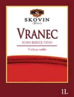 S SKOVIN Winery VRANEC SUHO RDEČE VINO Vsebuje sulfit