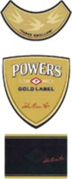 THREE SWALLOW POWERS ESTD 1791 P GOLD LABEL John Power & Son.
