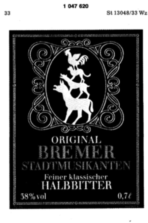 ORIGINAL BREMER STADTMUSIKANTEN Logo (DPMA, 03/27/1982)