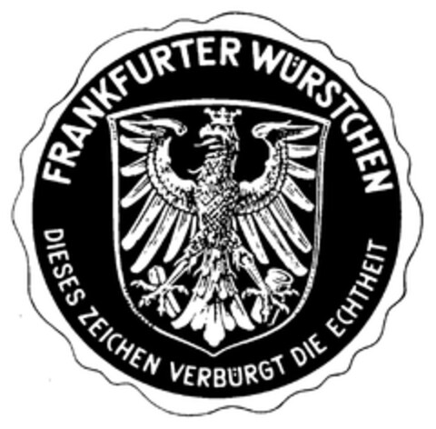 FRANKFURTER WÜRSTCHEN DIESES ZEICHEN VERBÜRGT DIE ECHTHEIT Logo (DPMA, 10.08.1951)