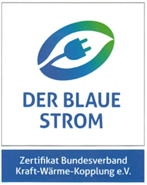 DER BLAUE STROM Zertifikat Bundesverband Kraft-Wärme-Kopplung e.V. Logo (DPMA, 13.12.2014)