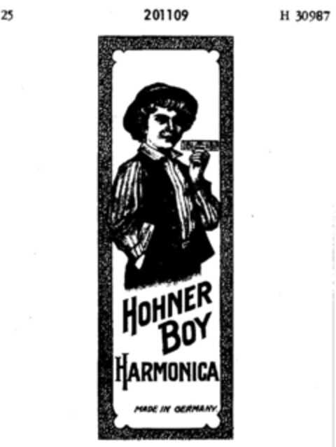 HOHNER BOY HARMONICA MADE IN GERMANY Logo (DPMA, 25.07.1914)