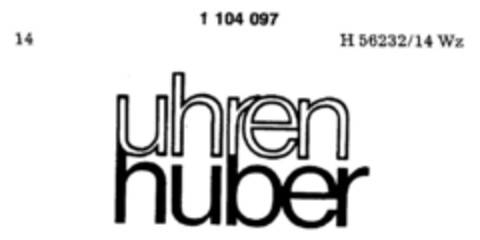 uhren huber Logo (DPMA, 16.06.1986)
