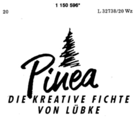 Pinea DIE KREATIVE FICHTE VON LÜBKE Logo (DPMA, 10/02/1989)