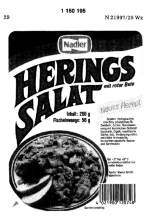 Nadler HERINGS SALAT Logo (DPMA, 04.11.1988)