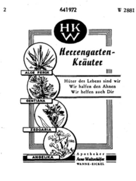 HKW Herrengarten-Kräuter Logo (DPMA, 05/17/1952)