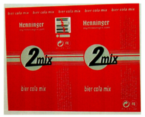 Henninger 2 mix bier cola mix Logo (DPMA, 22.08.2001)