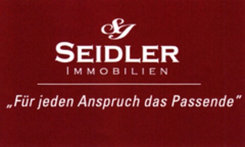 SEIDLER IMMOBILIEN "Für jeden Anspruch das Passende" Logo (DPMA, 06.04.2013)