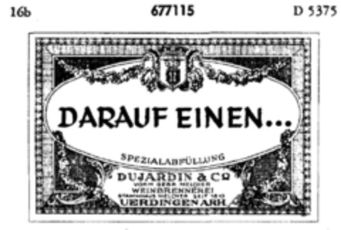 DARAUF EINEN  DUJARDIN Logo (DPMA, 13.08.1954)