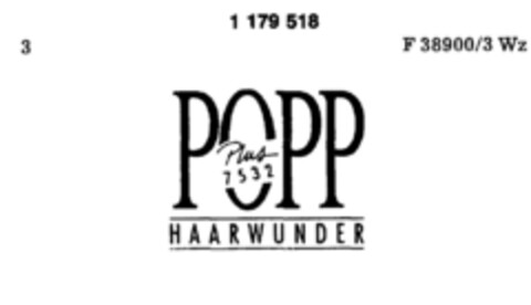 POPP Plus 7532 HAARWUNDER Logo (DPMA, 08/09/1990)